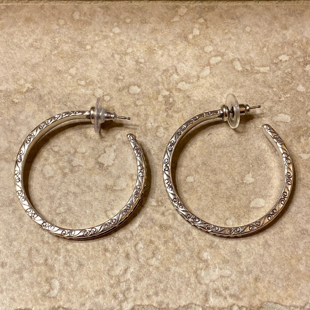 Brighton Pierced Post Hoop Earrings with Crystals - Picture 13 of 13